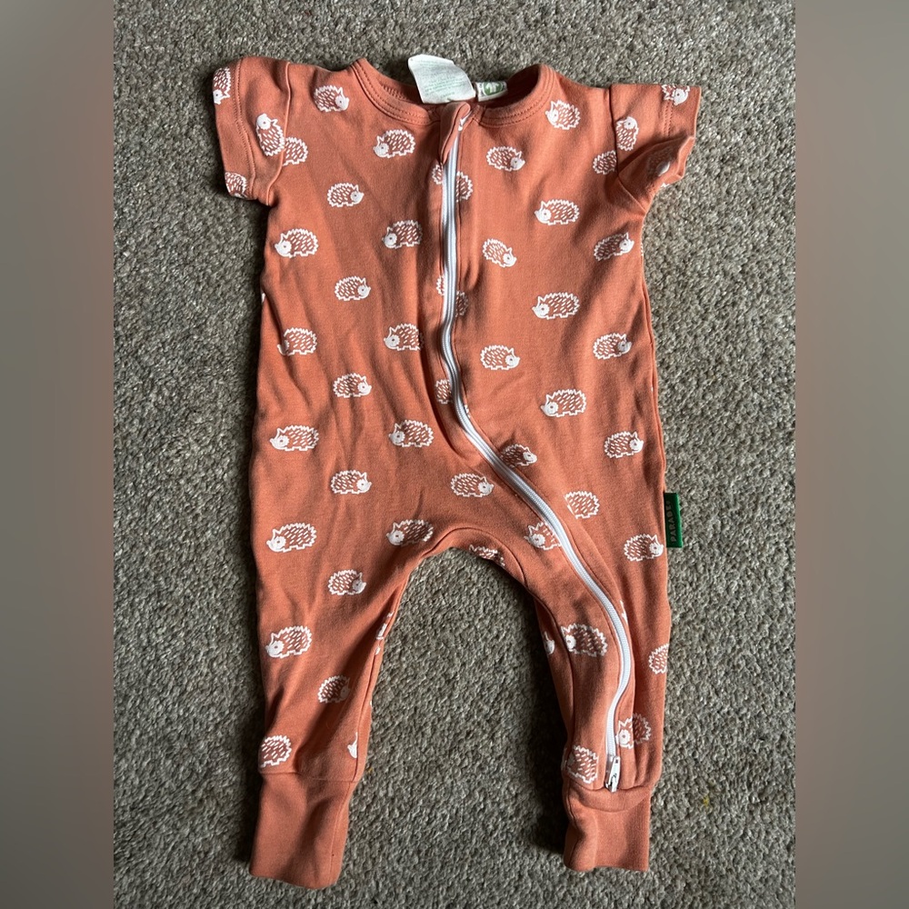 Organic Hedgehog Print Baby One-Piece Romper- Short Sleeve
